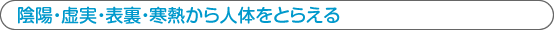 陰陽・虚実・表裏・寒熱から人体をとらえる